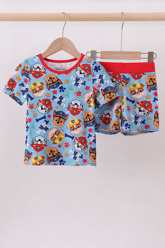 Blue character bamboo pajama set - Cloudling Kids Clothing