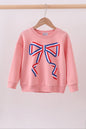 Peach Patriotic hand-sewn bow mom&me sweatshirt - Cloudling Kids Clothing