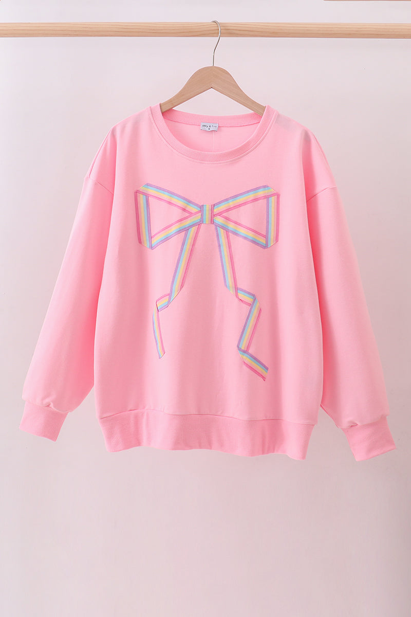 Pink Patriotic hand-sewn bow mom&me sweatshirt - Cloudling Kids Clothing
