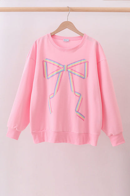 Pink Patriotic hand-sewn bow mom&me sweatshirt - Cloudling Kids Clothing
