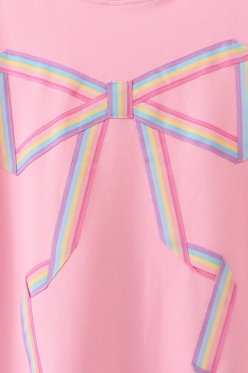Pink Patriotic hand-sewn bow mom&me sweatshirt - Cloudling Kids Clothing