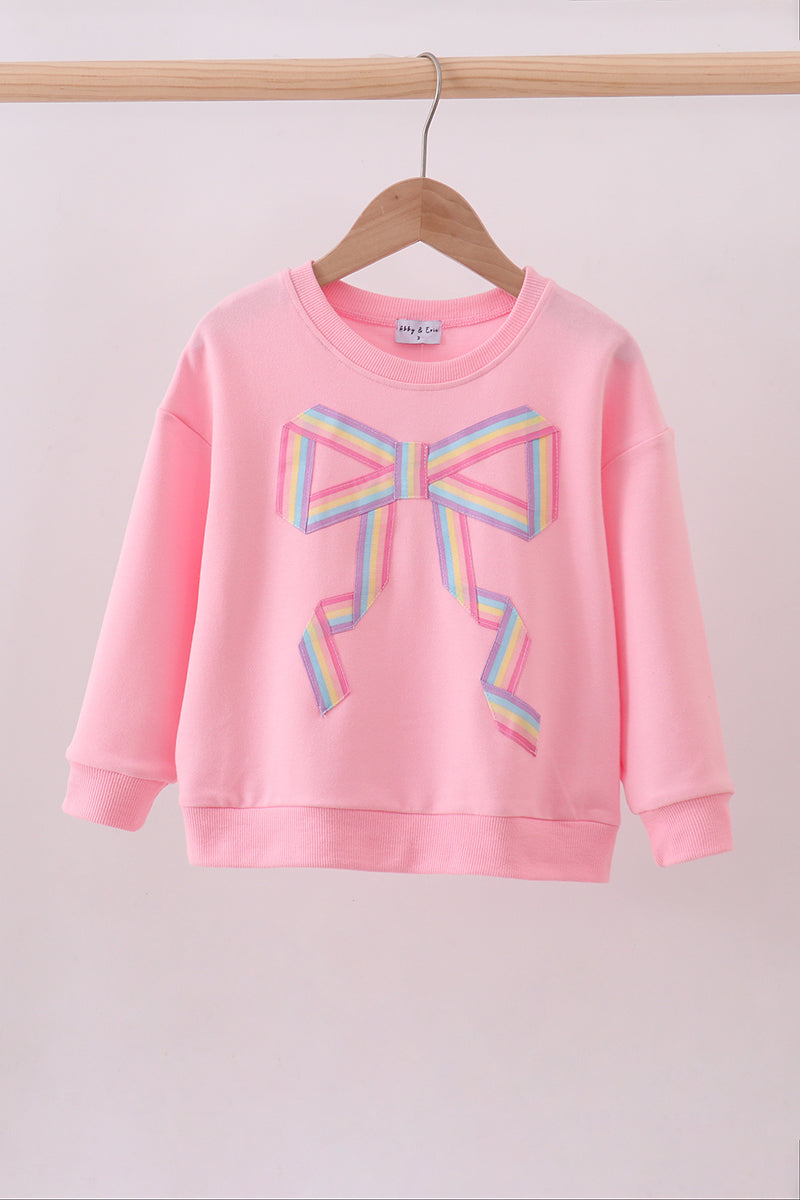 Pink Patriotic hand-sewn bow mom&me sweatshirt - Cloudling Kids Clothing