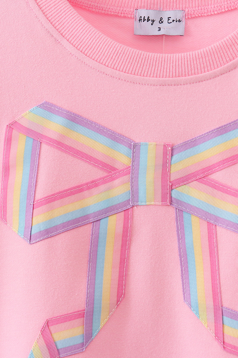 Pink Patriotic hand-sewn bow mom&me sweatshirt - Cloudling Kids Clothing