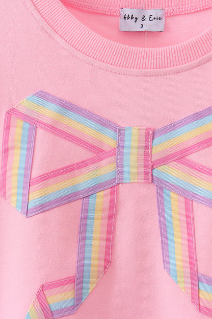 Pink Patriotic hand-sewn bow mom&me sweatshirt - Cloudling Kids Clothing