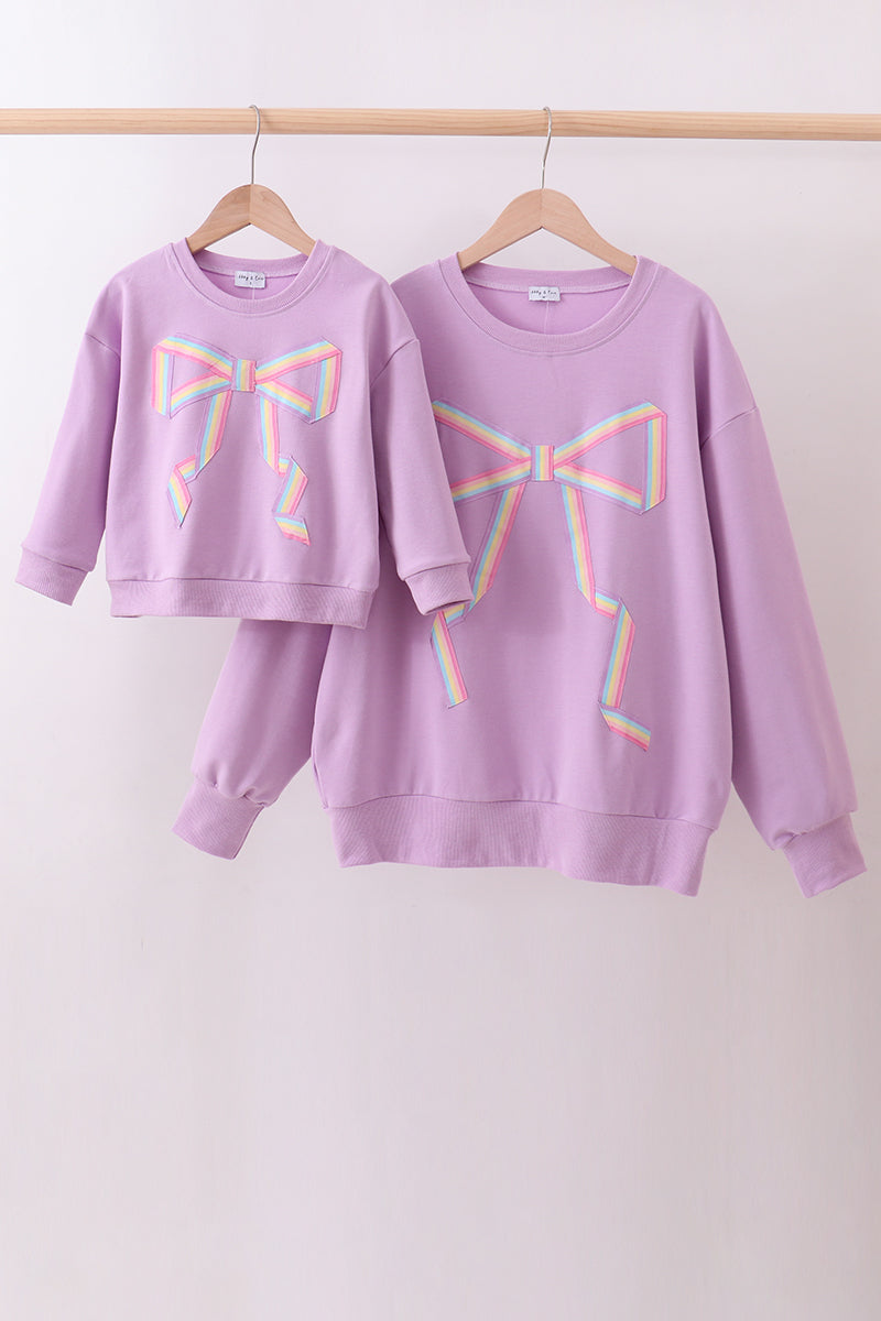 Purple Patriotic hand-sewn bow mom&me sweatshirt - Cloudling Kids Clothing
