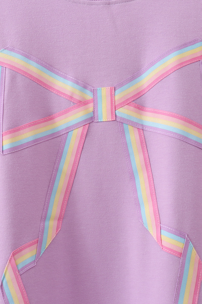 Purple Patriotic hand-sewn bow mom&me sweatshirt - Cloudling Kids Clothing