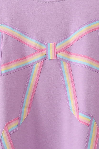 Purple Patriotic hand-sewn bow mom&me sweatshirt - Cloudling Kids Clothing