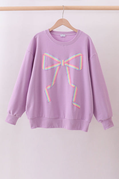 Purple Patriotic hand-sewn bow mom&me sweatshirt - Cloudling Kids Clothing
