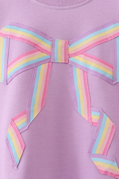 Purple Patriotic hand-sewn bow mom&me sweatshirt - Cloudling Kids Clothing