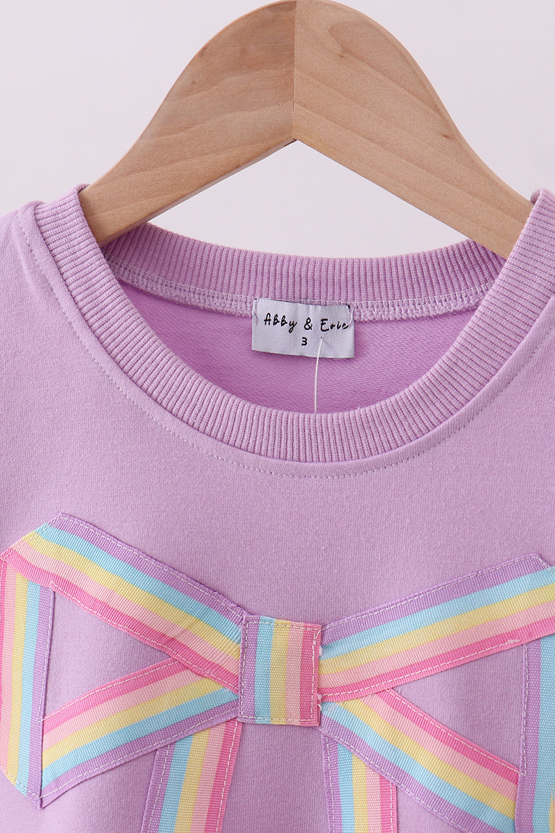 Purple Patriotic hand-sewn bow mom&me sweatshirt - Cloudling Kids Clothing