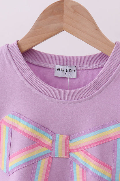 Purple Patriotic hand-sewn bow mom&me sweatshirt - Cloudling Kids Clothing