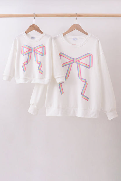 Cream Patriotic hand-sewn bow mom&me sweatshirt - Cloudling Kids Clothing