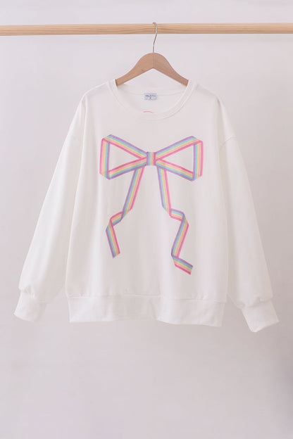 Cream Patriotic hand-sewn bow mom&me sweatshirt - Cloudling Kids Clothing