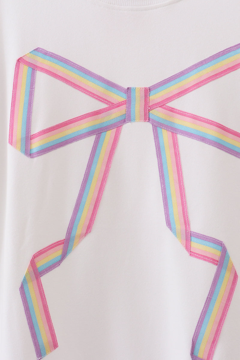 Cream Patriotic hand-sewn bow mom&me sweatshirt - Cloudling Kids Clothing