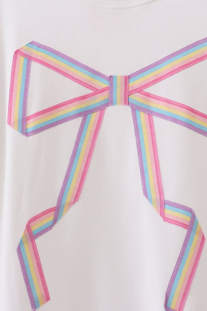 Cream Patriotic hand-sewn bow mom&me sweatshirt - Cloudling Kids Clothing