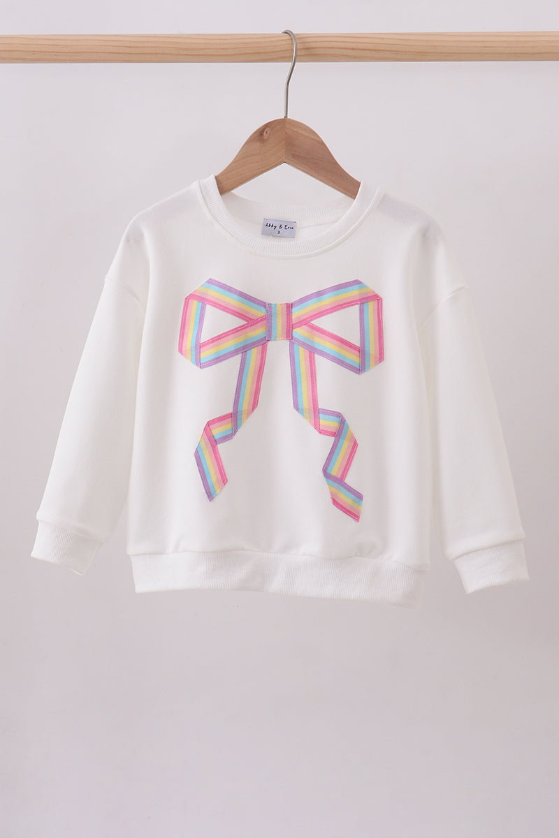Cream Patriotic hand-sewn bow mom&me sweatshirt - Cloudling Kids Clothing