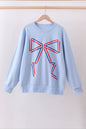 Blue Patriotic hand-sewn bow mom&me sweatshirt - Cloudling Kids Clothing