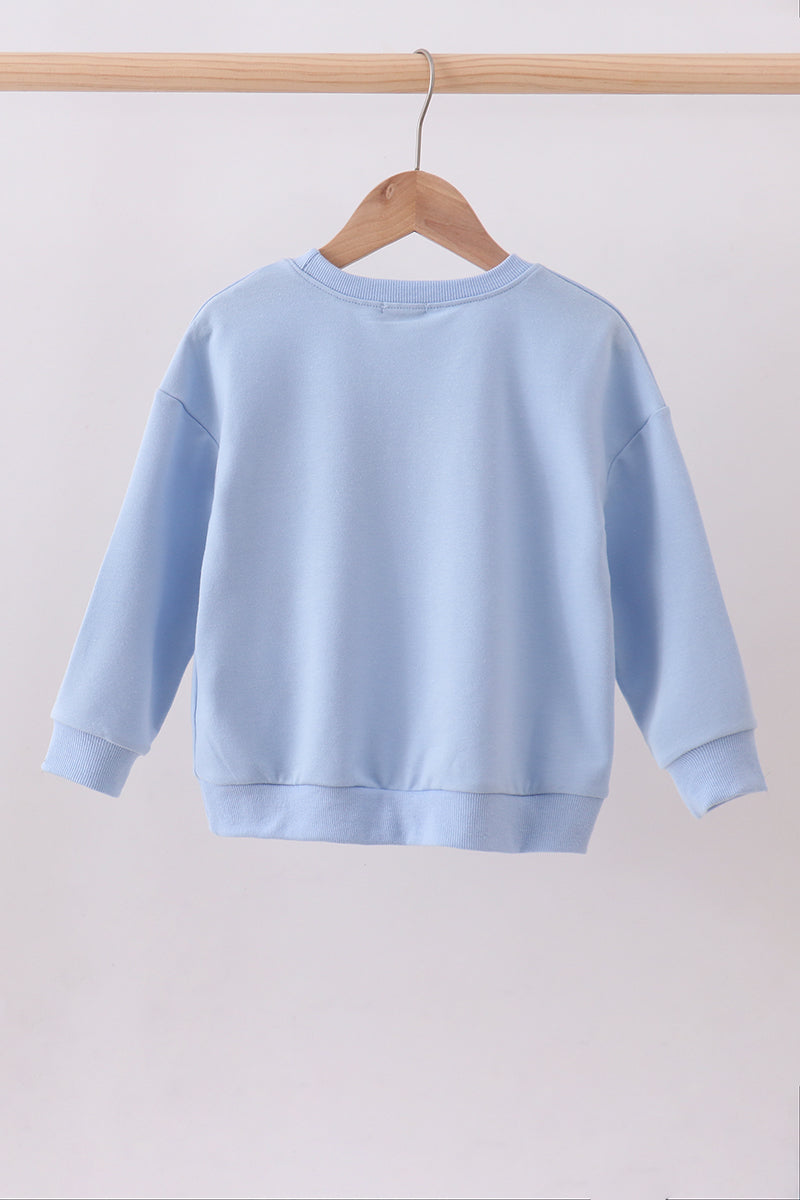 Blue Patriotic hand-sewn bow mom&me sweatshirt - Cloudling Kids Clothing