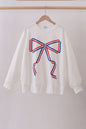 Cream Patriotic hand-sewn bow mom&me sweatshirt - Cloudling Kids Clothing