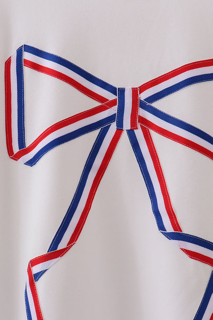 Cream Patriotic hand-sewn bow mom&me sweatshirt - Cloudling Kids Clothing