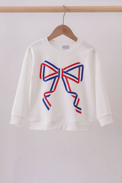 Cream Patriotic hand-sewn bow mom&me sweatshirt - Cloudling Kids Clothing