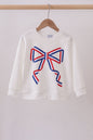 Cream Patriotic hand-sewn bow mom&me sweatshirt - Cloudling Kids Clothing