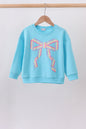 Blue bow hand-sewn mom&me sweatshirt