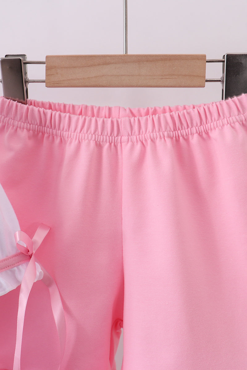 White cross smocked ruffle shorts set - Cloudling Kids Clothing