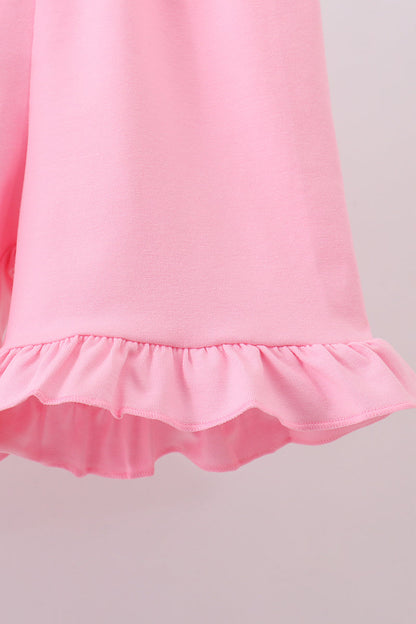 White cross smocked ruffle shorts set - Cloudling Kids Clothing