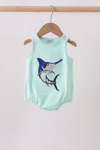 Mint Swordfish Applique Knit Bubble