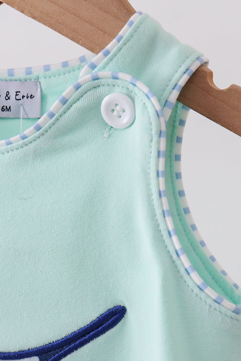 Mint Swordfish Applique Knit Bubble