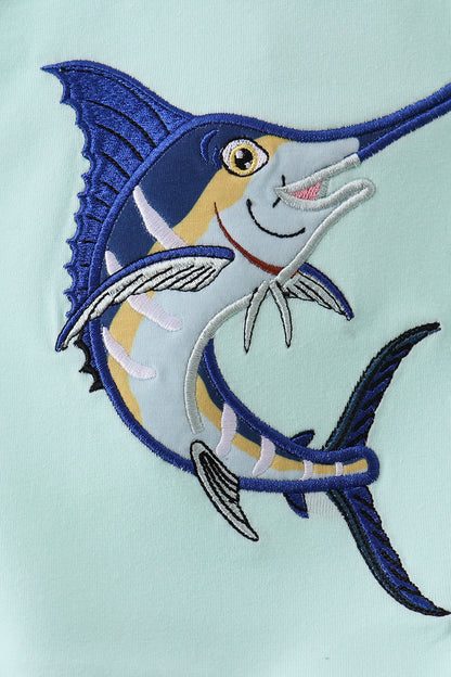 Mint Swordfish Applique Knit Bubble