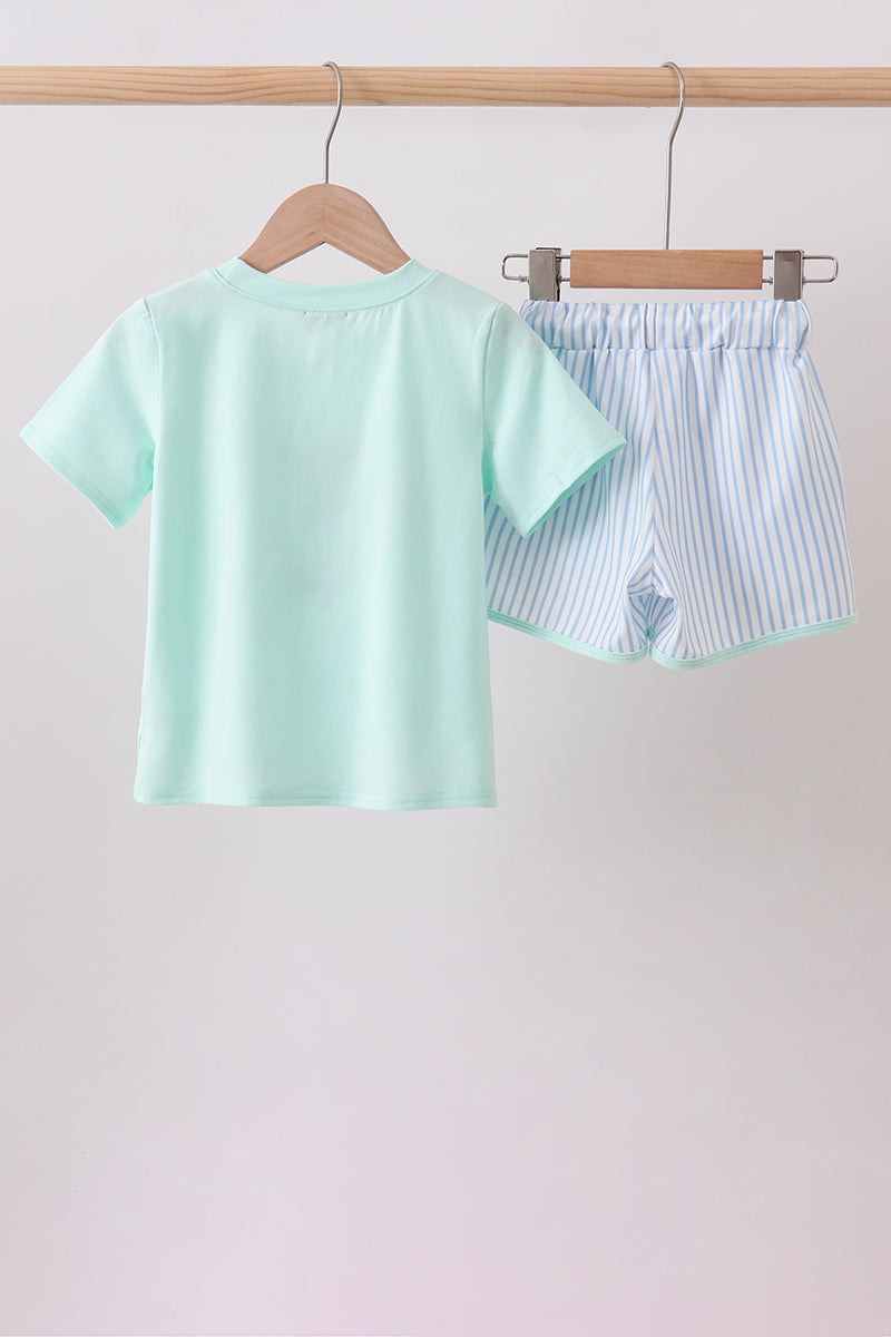 Mint Swordfish Applique Knit Set