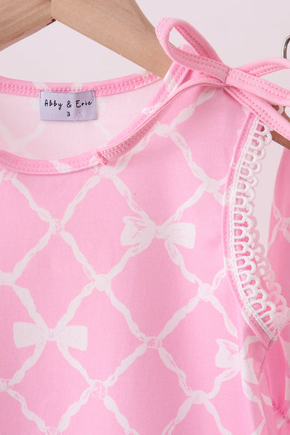 Pink Bow Knit Bloomer Set