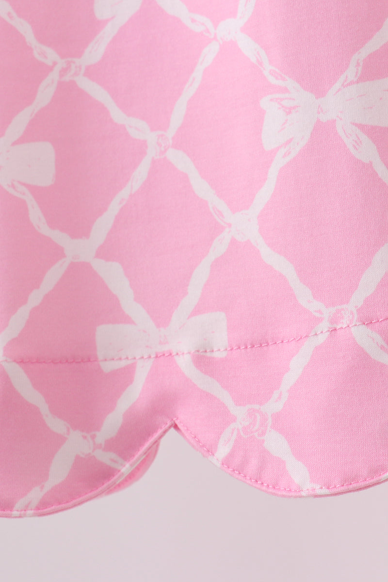 Pink Bow Knit Bloomer Set