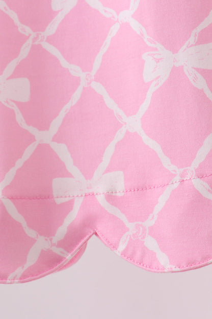 Pink Bow Knit Bloomer Set