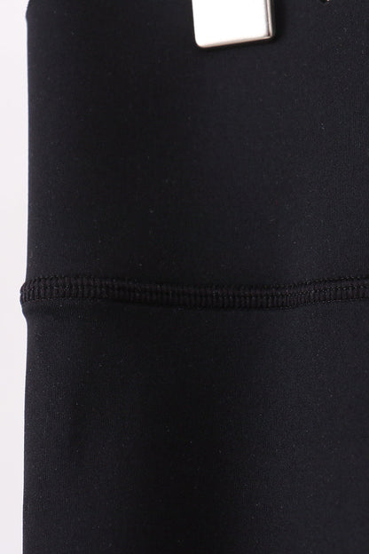 Black Scalloped Mom Yoga Active Leggings
