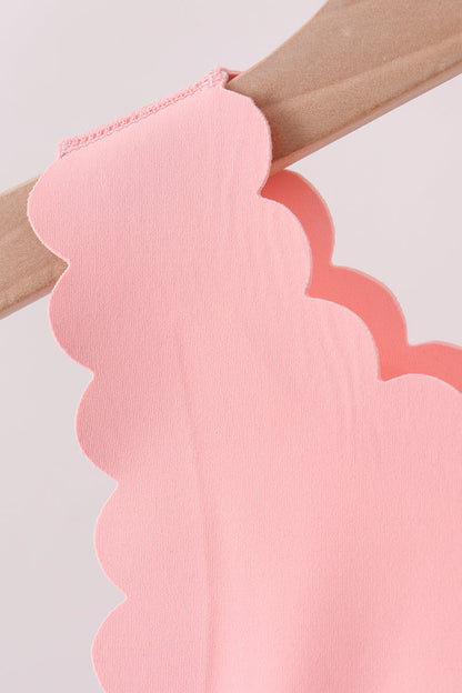 Pink Scalloped Yoga Skorts Set