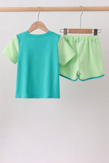 Blue Colorblock Knit Set