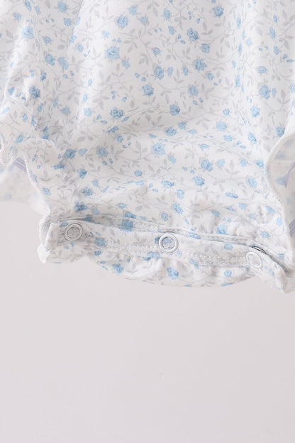 Blue Floral Embroidered Bubble