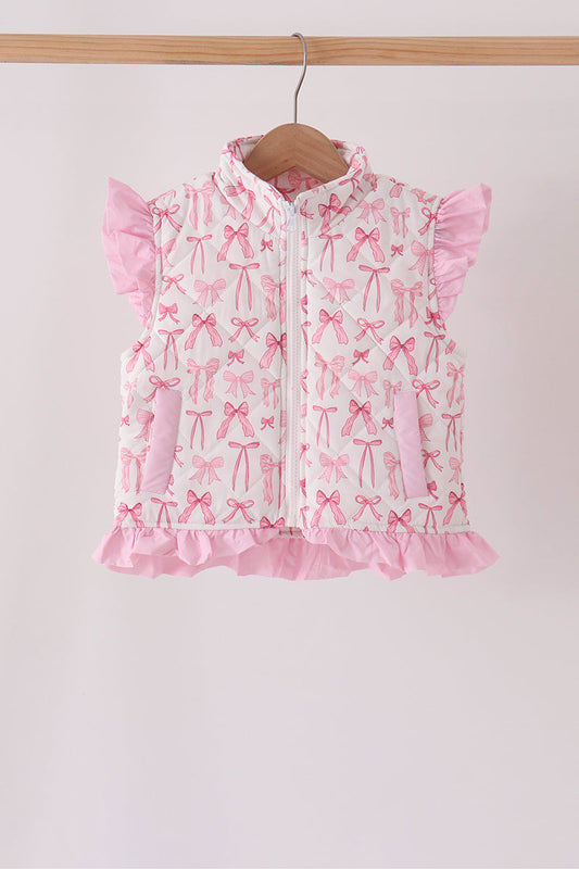Pink bow ruffle vest