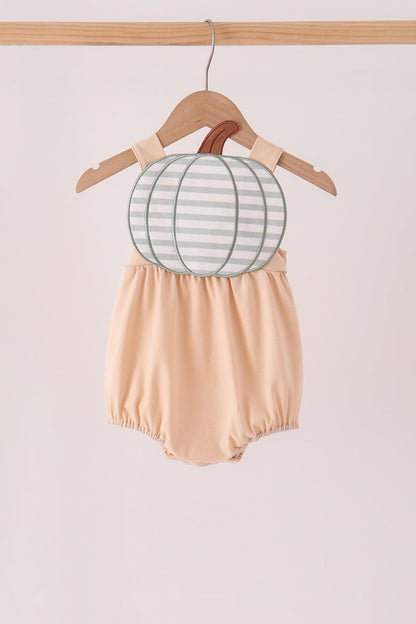 Khaki pumpkin applique bubble