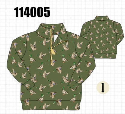 Green mallard zip pullover