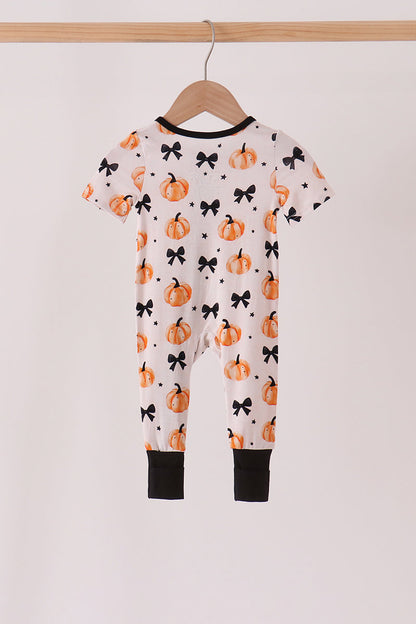 Bow pumpkin bamboo romper