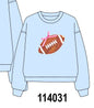 Blue football sequin mom&me top