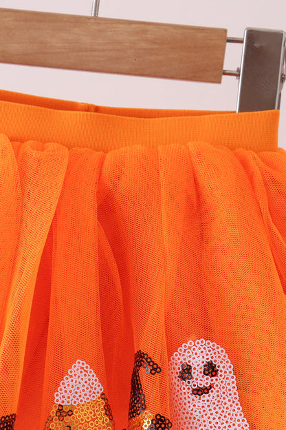 Orange pumpkin bat sequin tutu skirts