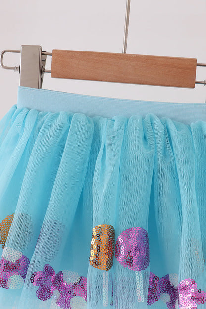 Blue sweet sequin tutu skirts