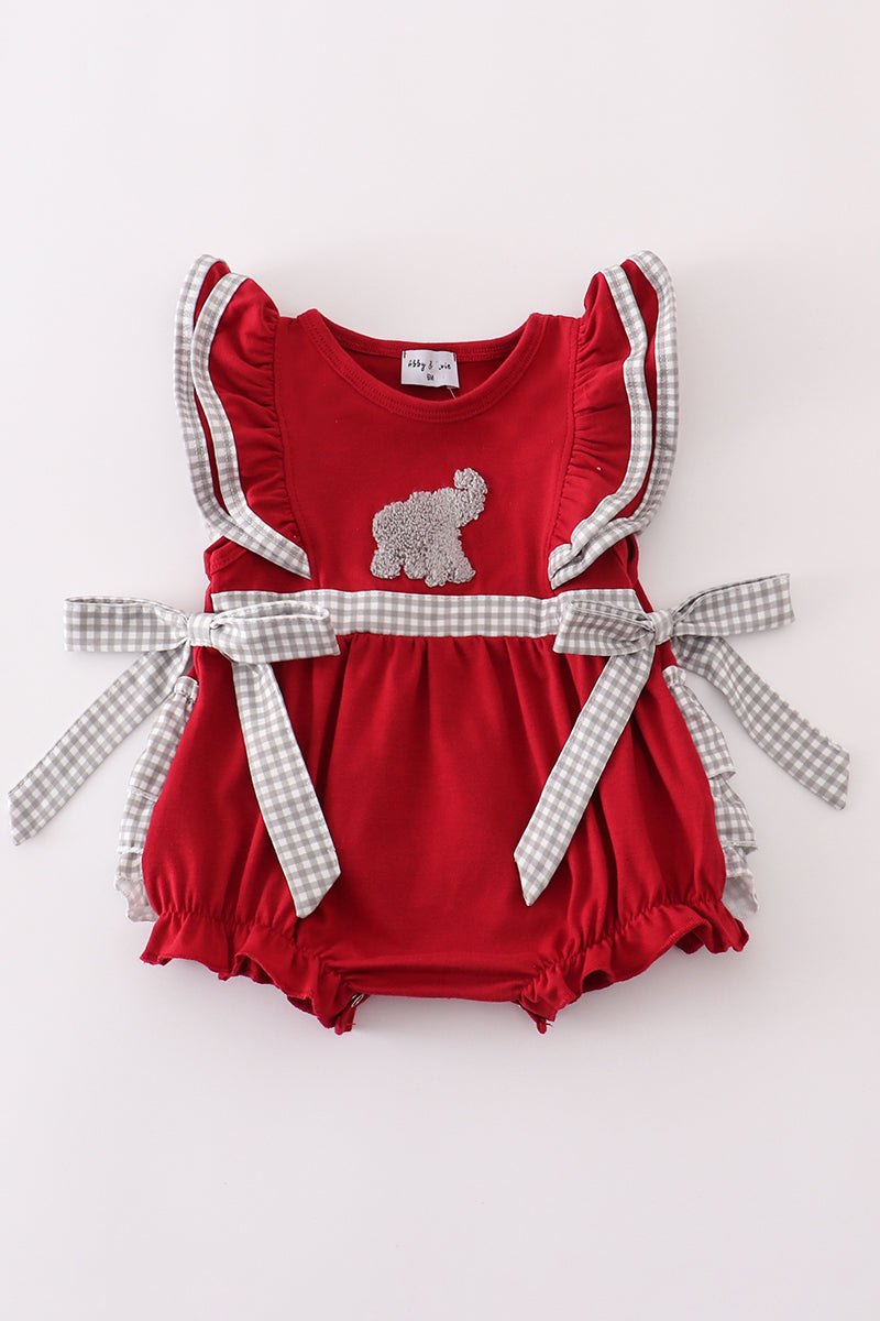 Girls' Alabama elephant French knot ruffle bubble by Cloudling Kids.