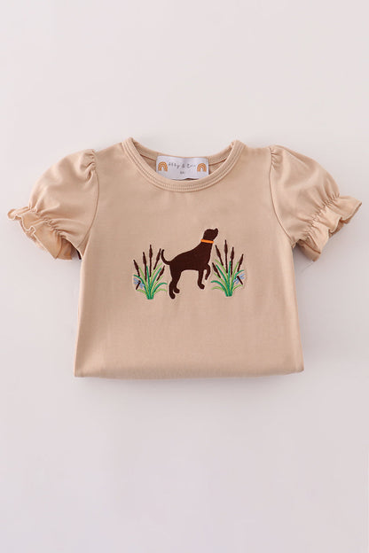 Camouflage hound embroidery ruffle bubble