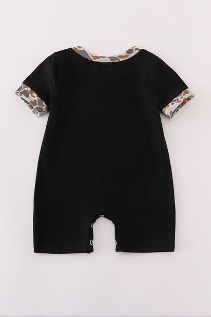 Black camouflage pumpkin applique romper